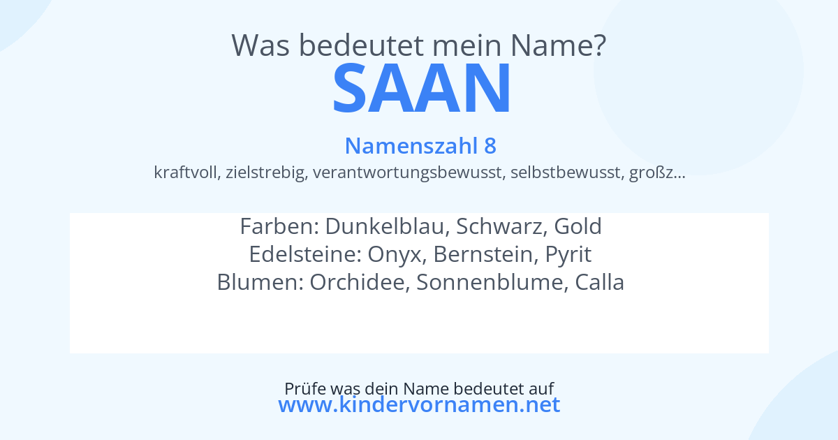Was bedeutet der Name Saan?