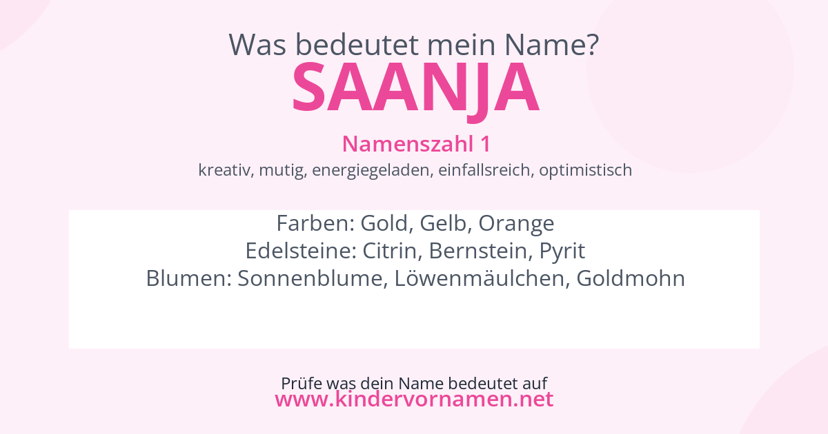 Was bedeutet der Name Saanja?