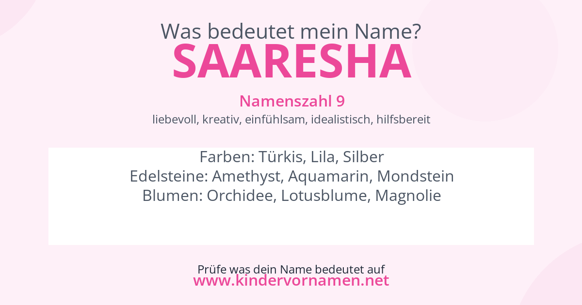 Was bedeutet der Name Saaresha?