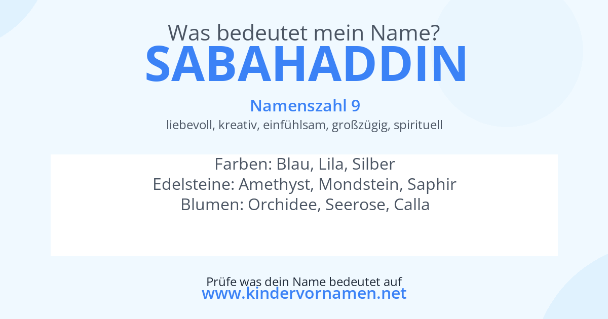 Was bedeutet der Name Sabahaddin?