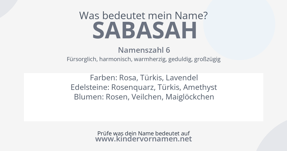 Was bedeutet der Name Sabasah?