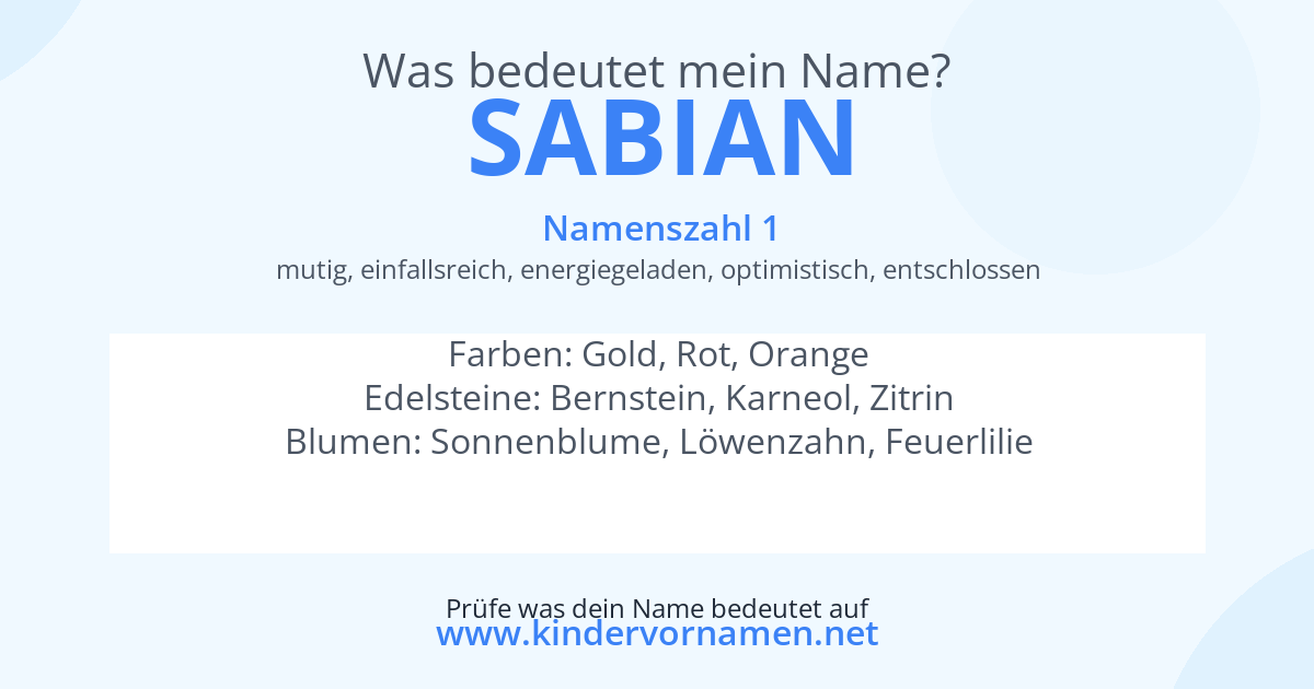 Was bedeutet der Name Sabian?