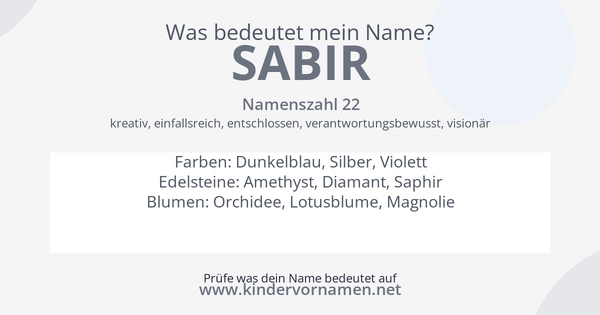 Was bedeutet der Name Sabir?