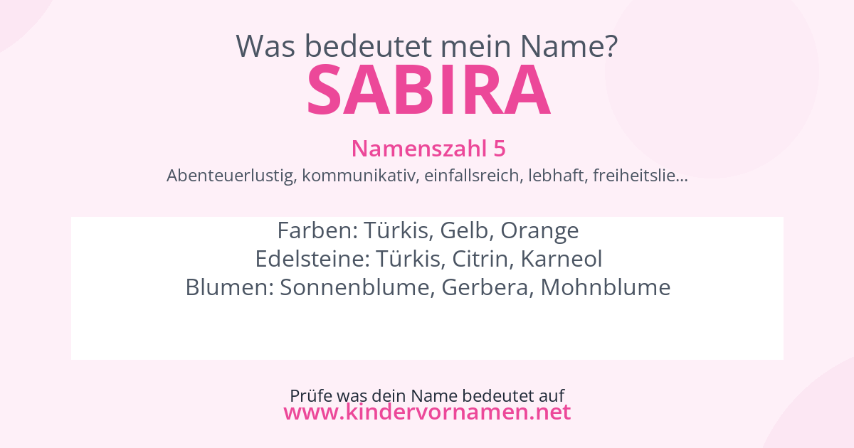 Was bedeutet der Name Sabira?
