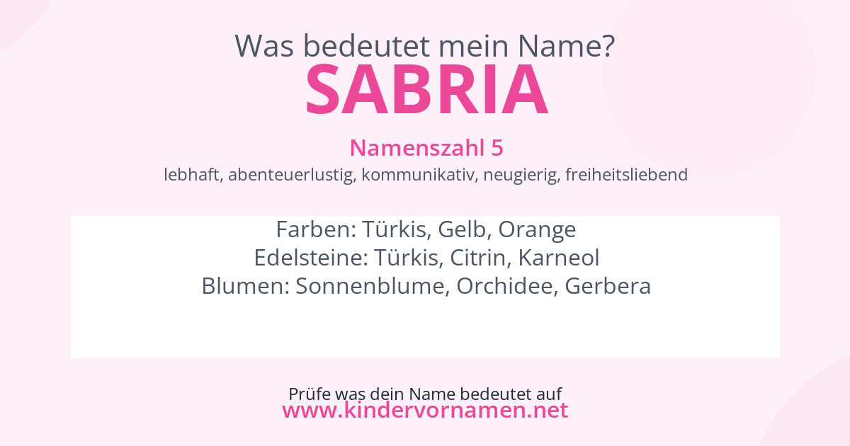Was bedeutet der Name Sabria?