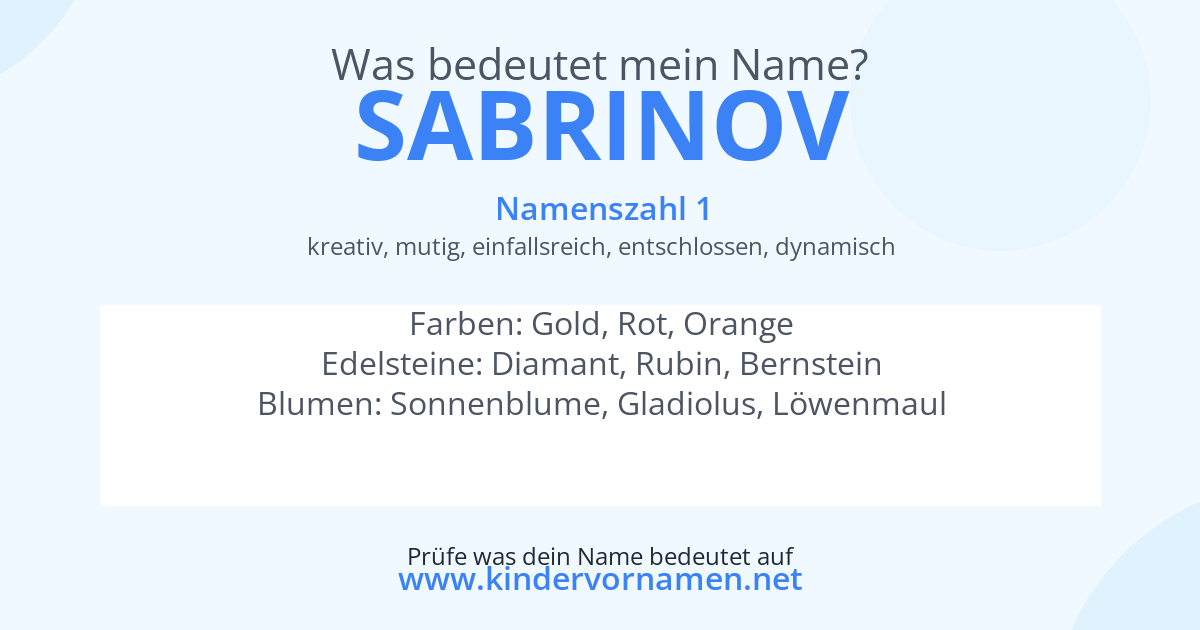 Was bedeutet der Name Sabrinov?