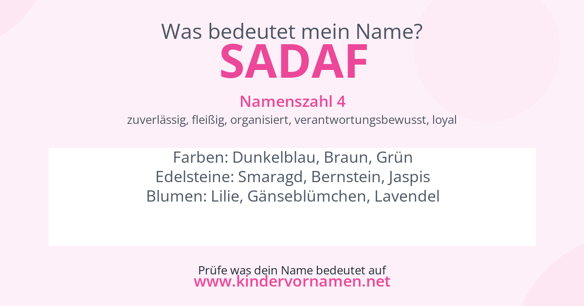 Was bedeutet der Name Sadaf?