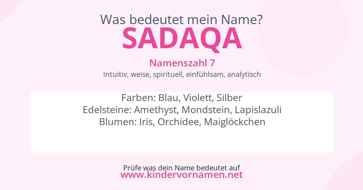 Was bedeutet der Name Sadaqa?