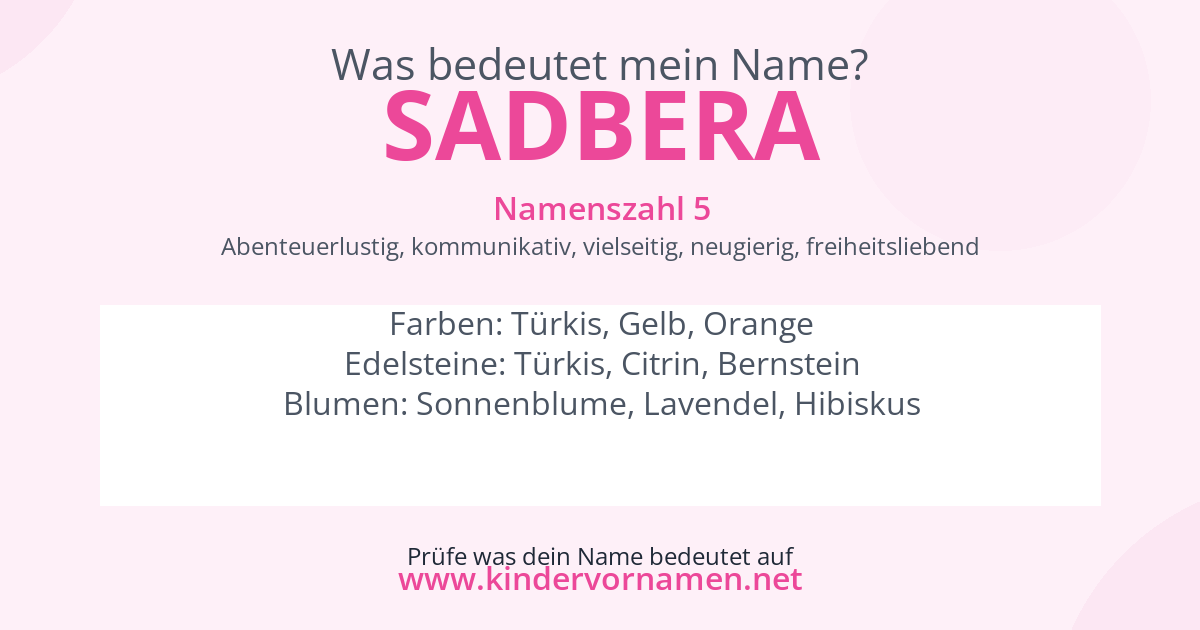 Was bedeutet der Name Sadbera?