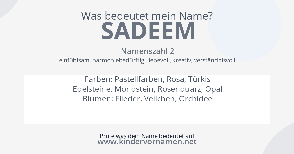 Was bedeutet der Name Sadeem?