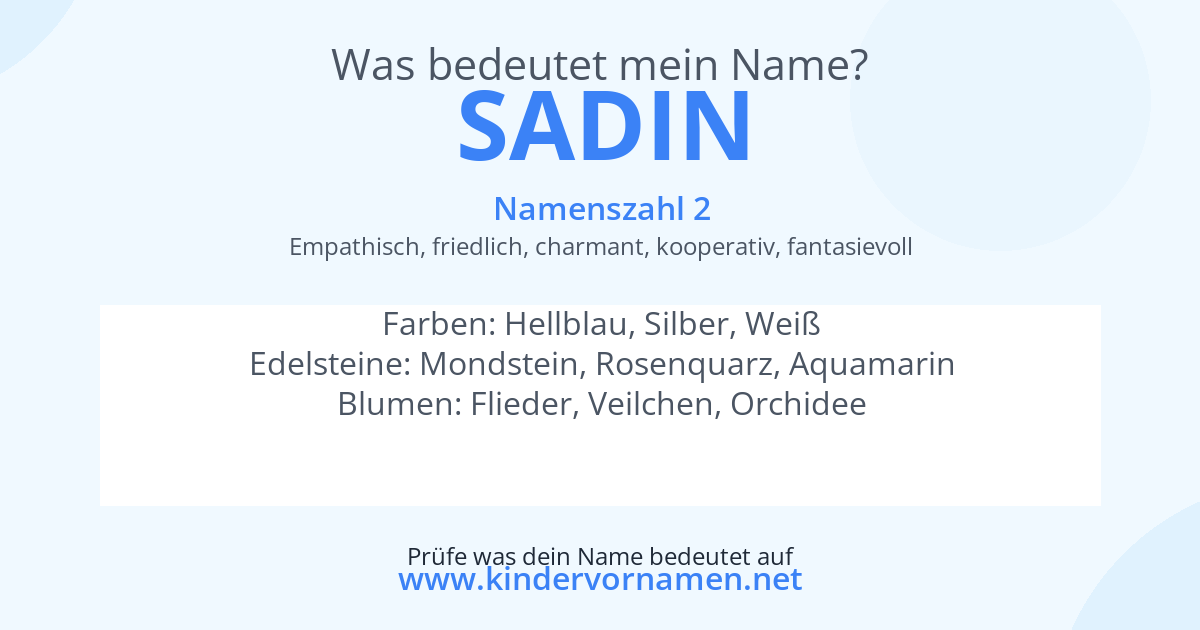 Was bedeutet der Name Sadin?