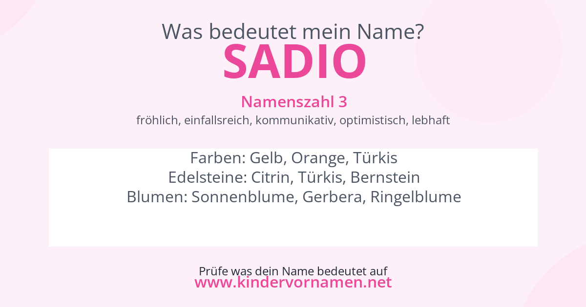 Was bedeutet der Name Sadio?