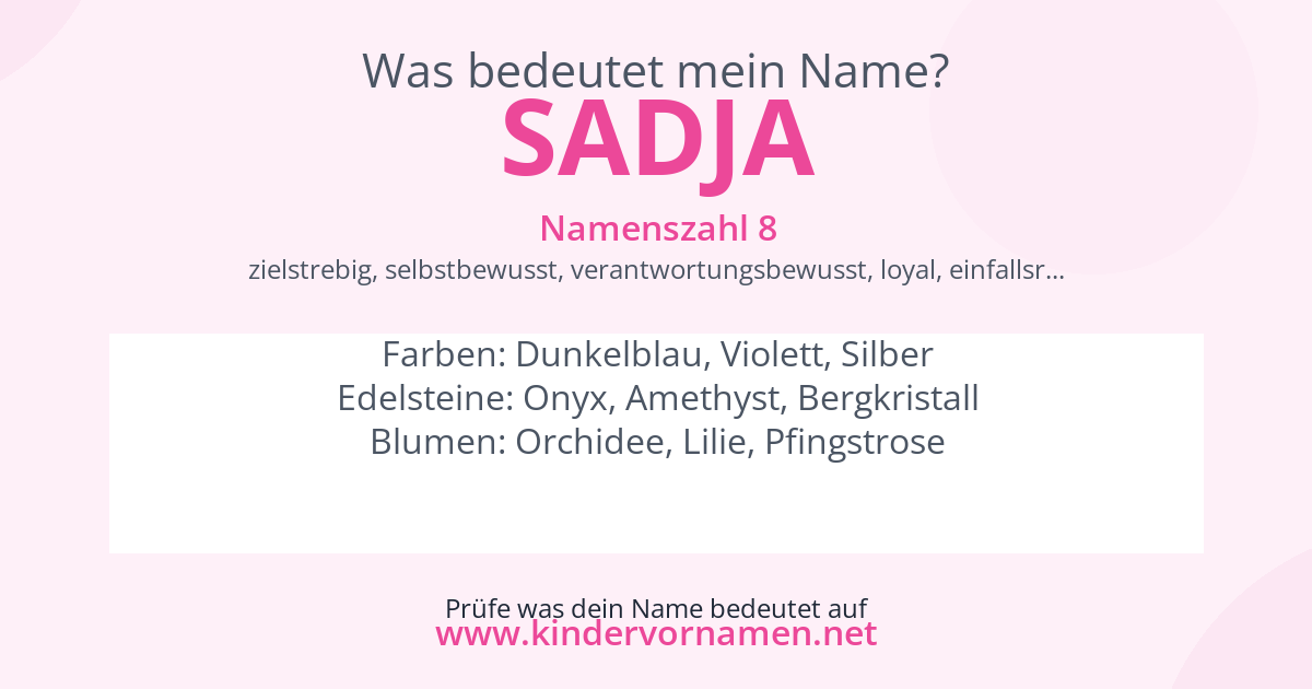 Was bedeutet der Name Sadja?