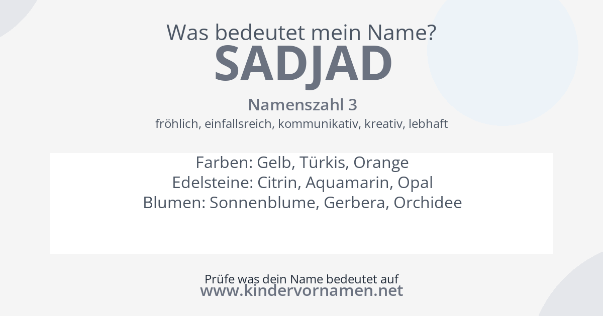 Was bedeutet der Name Sadjad?
