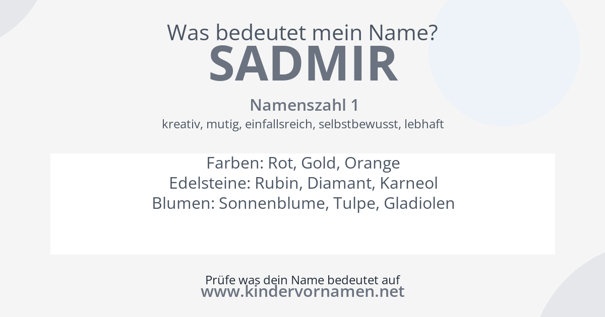Was bedeutet der Name Sadmir?