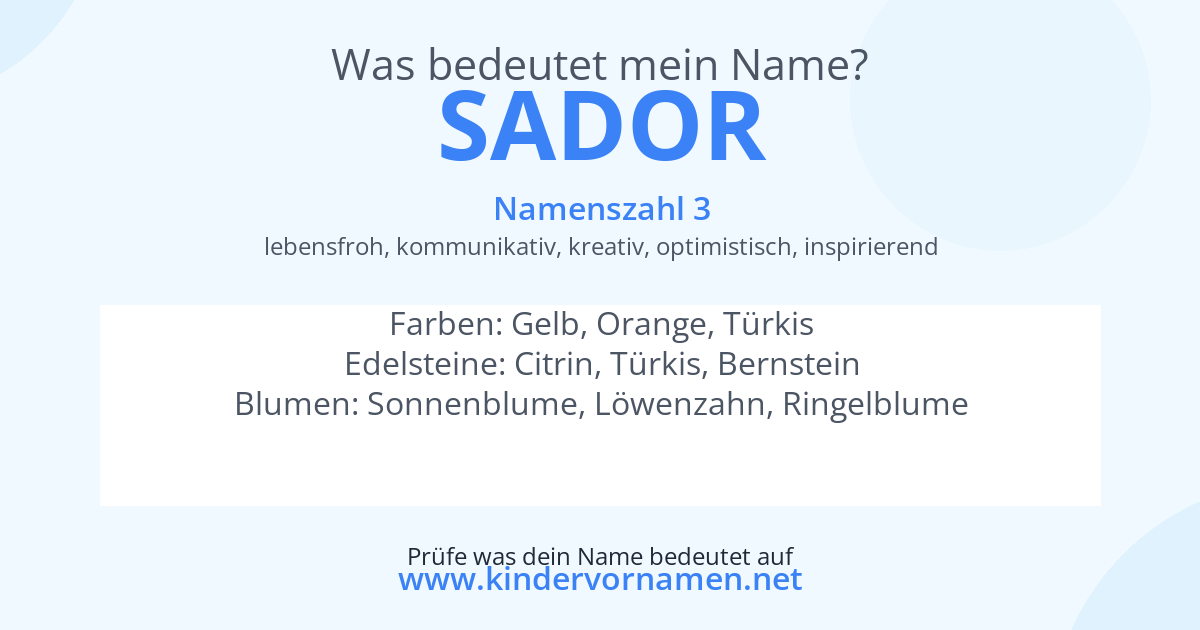 Was bedeutet der Name Sador?