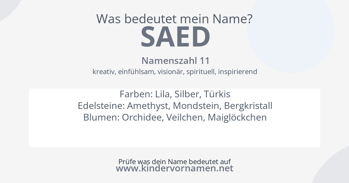 Was bedeutet der Name Saed?