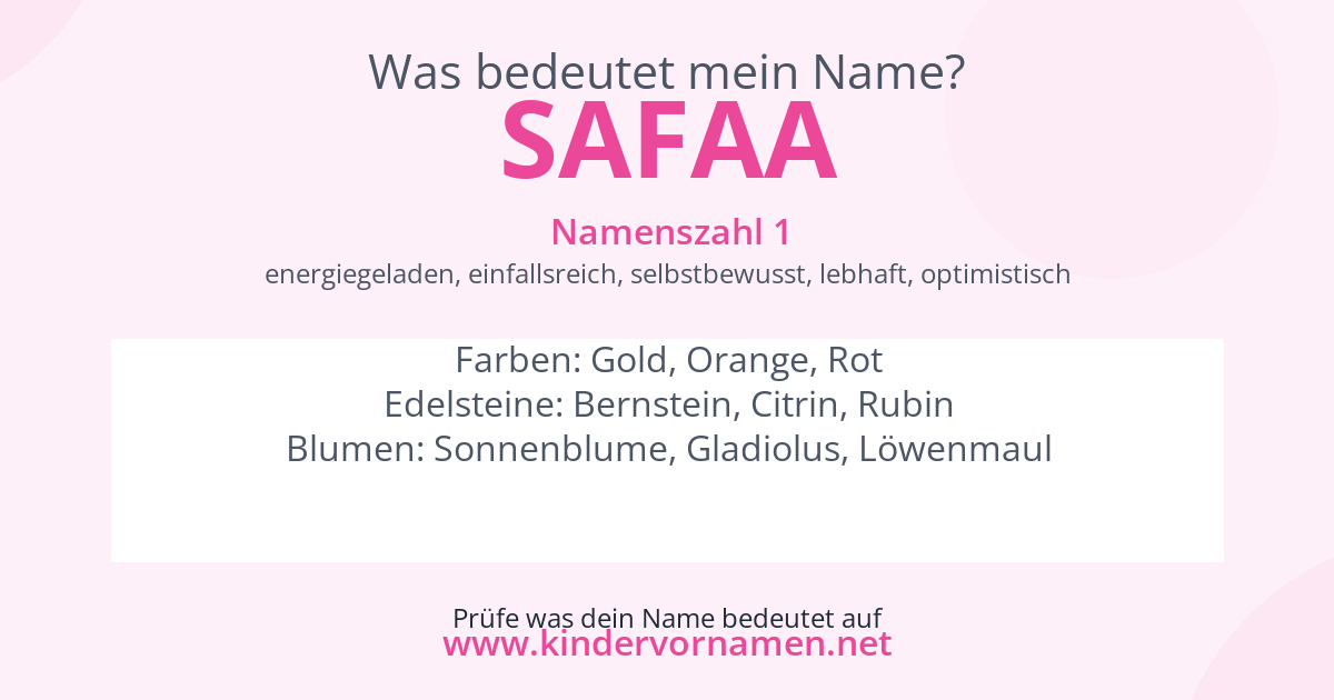 Was bedeutet der Name Safaa?