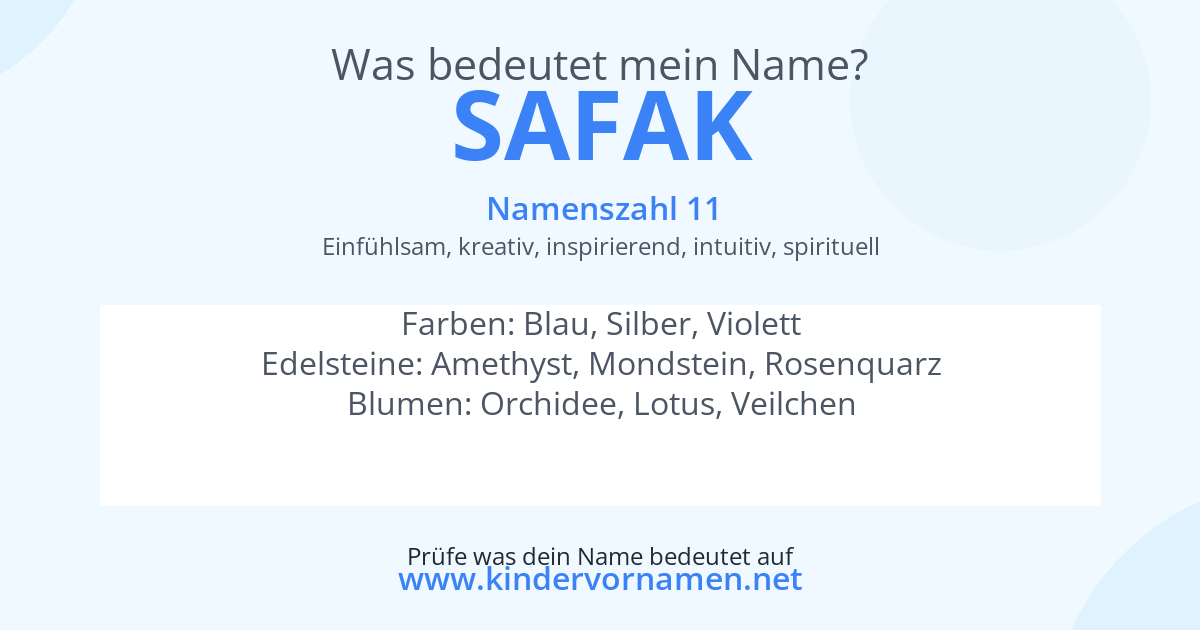 Was bedeutet der Name Safak?