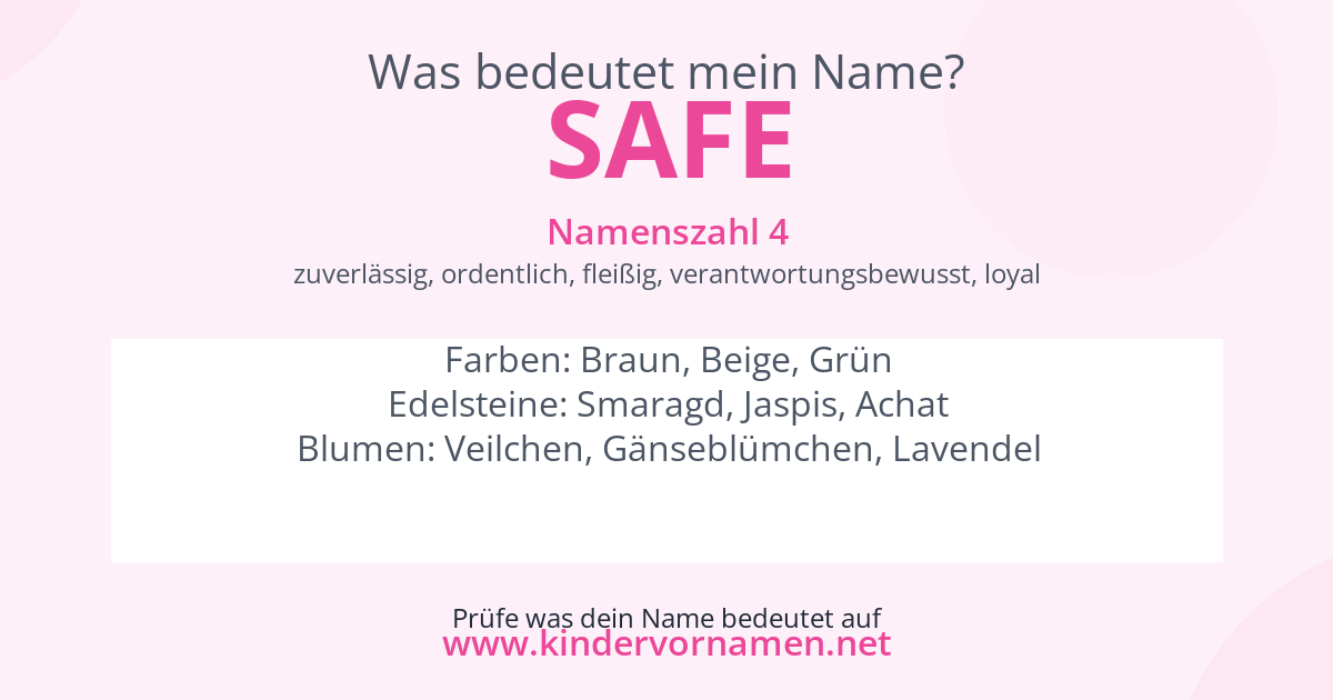 Was bedeutet der Name Safe?