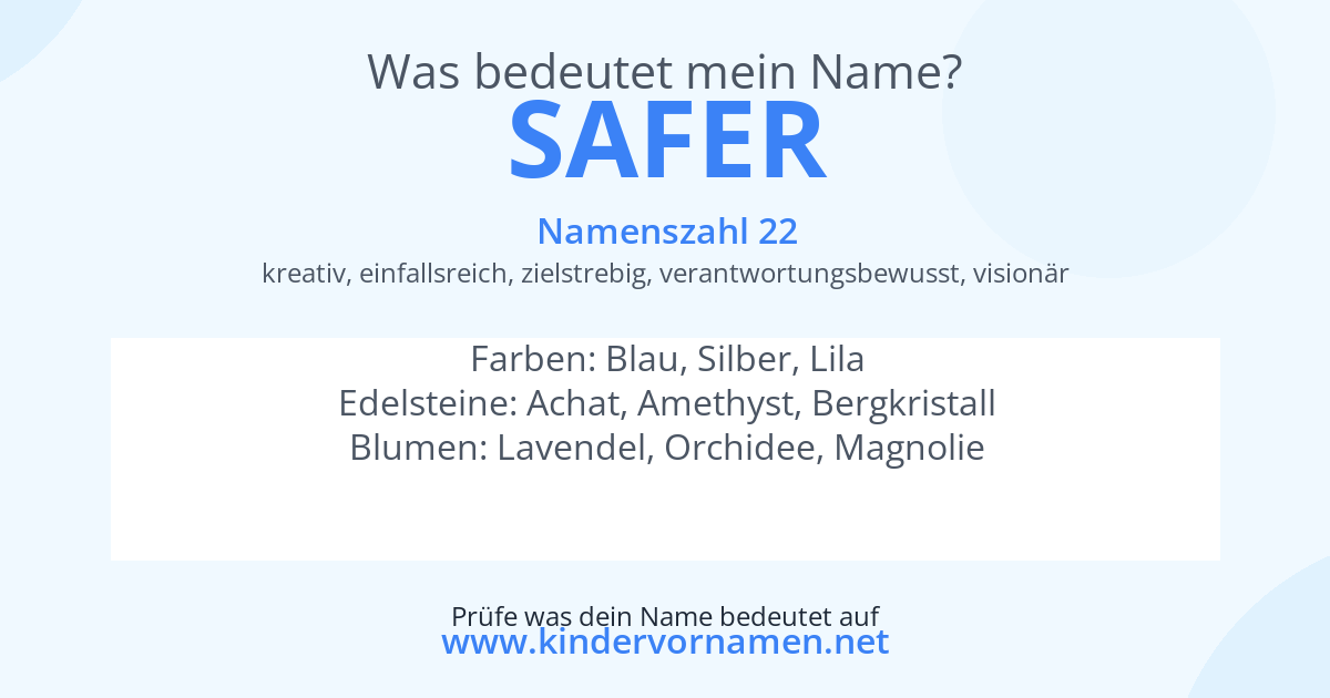 Was bedeutet der Name Safer?