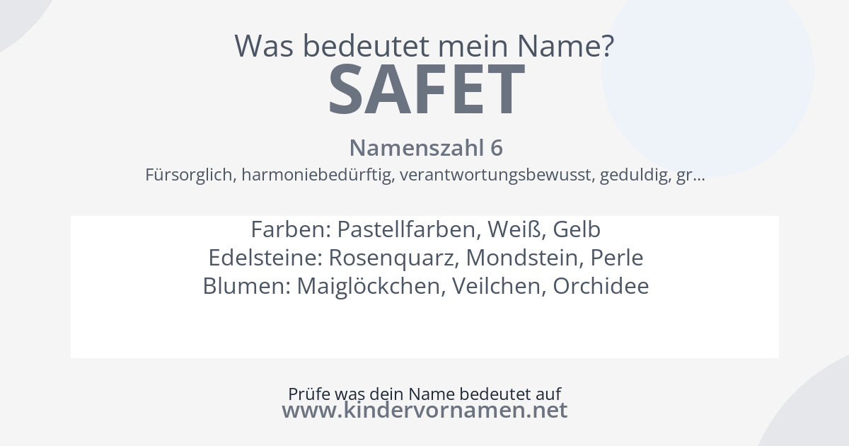 Was bedeutet der Name Safet?