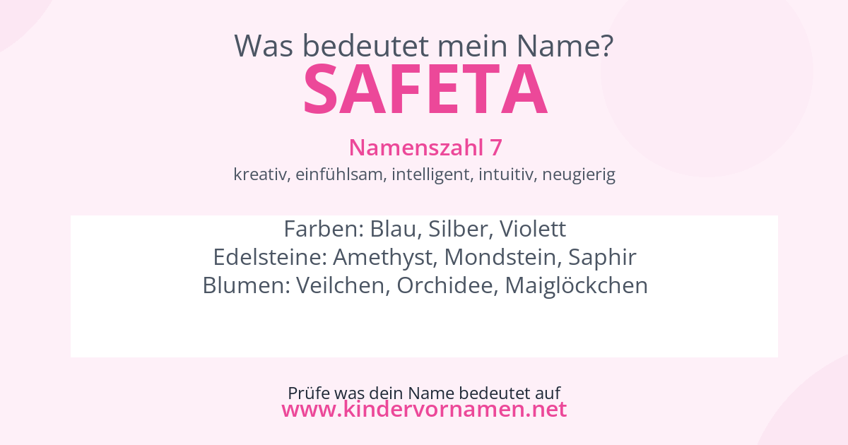Was bedeutet der Name Safeta?