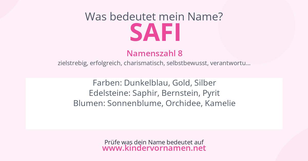 Was bedeutet der Name Safi?