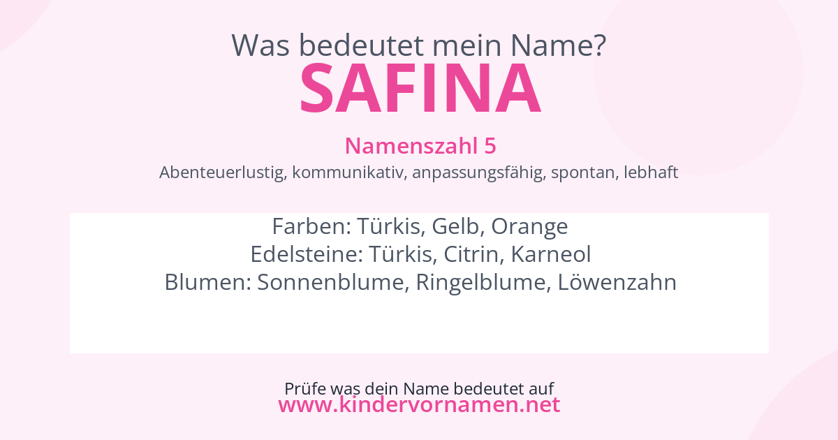 Was bedeutet der Name Safina?