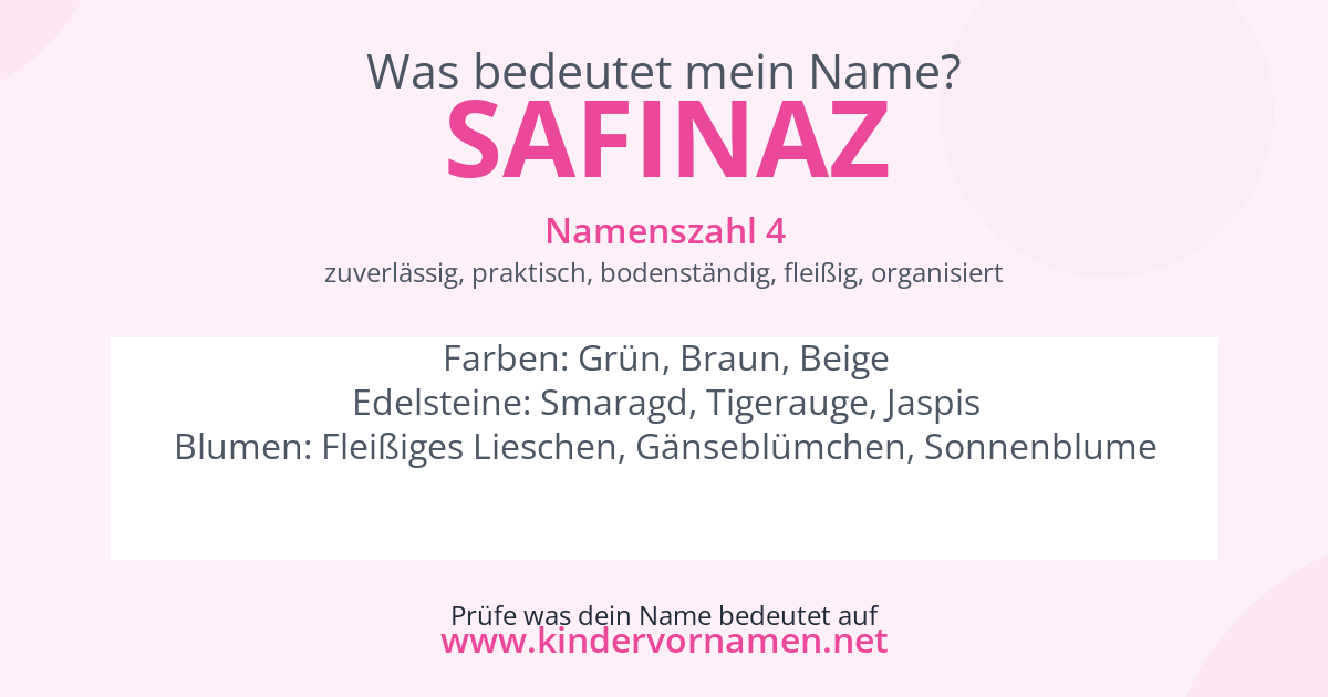 Was bedeutet der Name Safinaz?