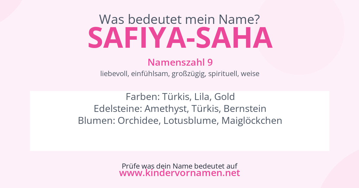 Was bedeutet der Name Safiya-Saha?