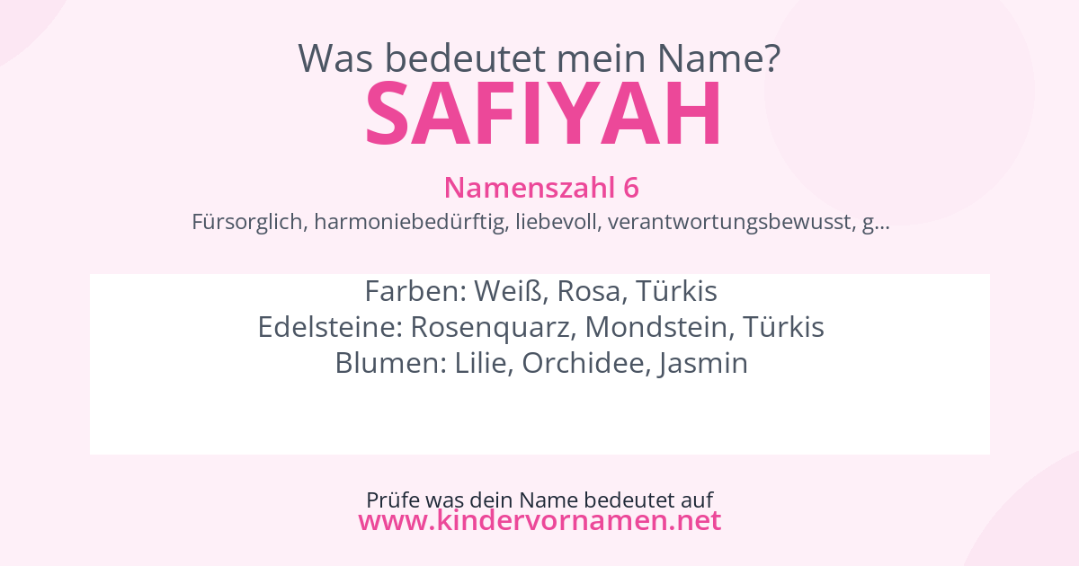 Was bedeutet der Name Safiyah?