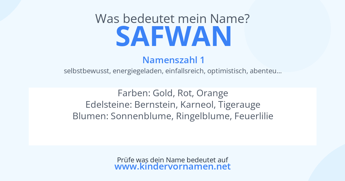 Was bedeutet der Name Safwan?