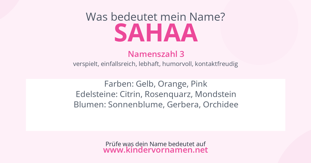 Was bedeutet der Name Sahaa?