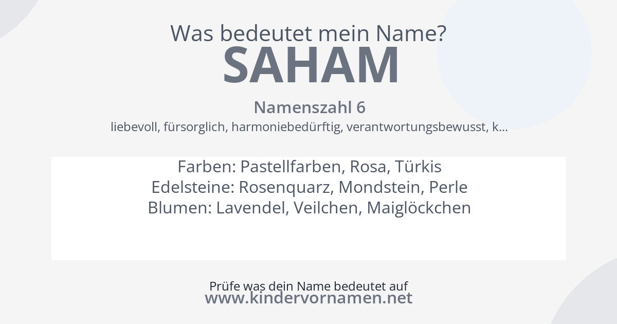 Was bedeutet der Name Saham?