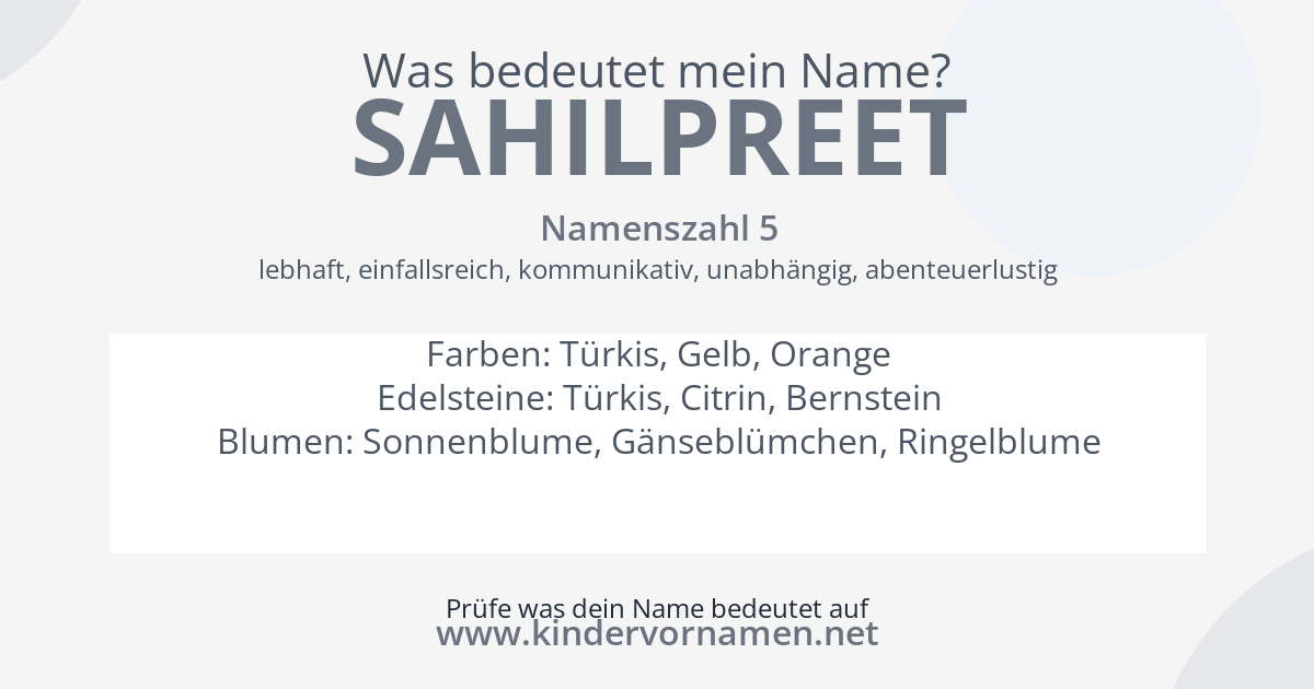 Was bedeutet der Name Sahilpreet?