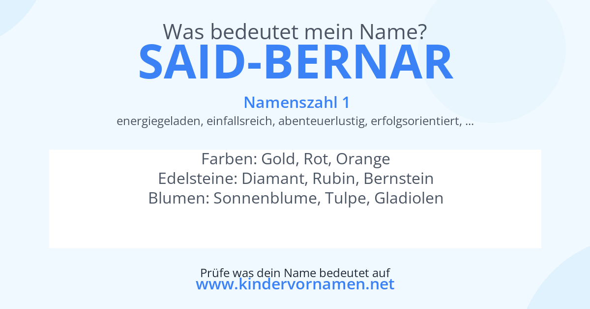 Was bedeutet der Name Said-Bernar?