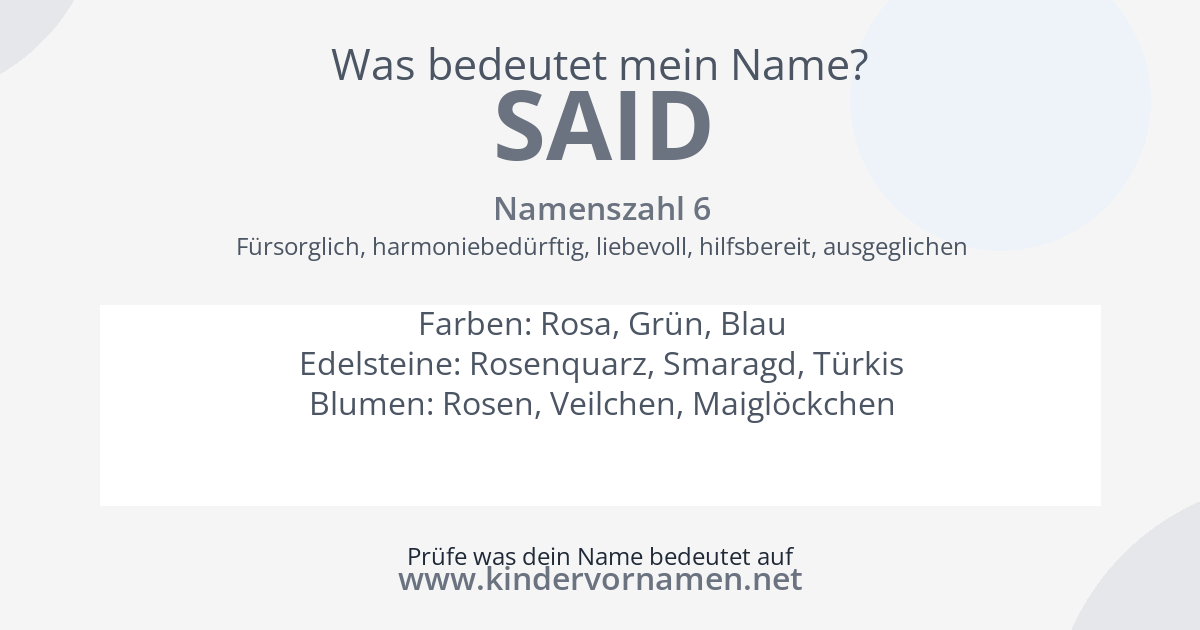 Was bedeutet der Name Said?