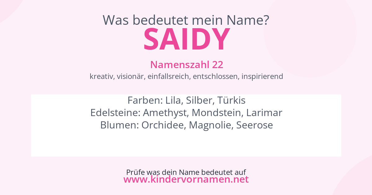 Was bedeutet der Name Saidy?