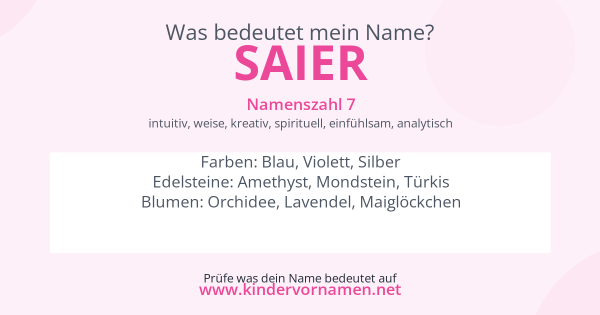 Was bedeutet der Name Saier?