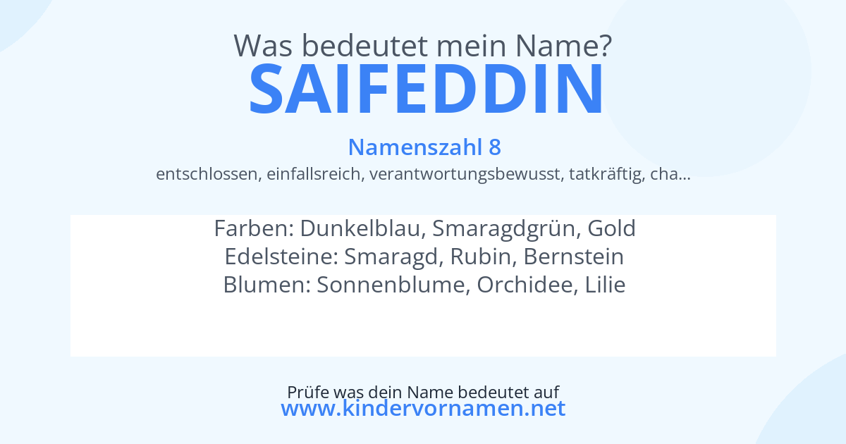 Was bedeutet der Name Saifeddin?