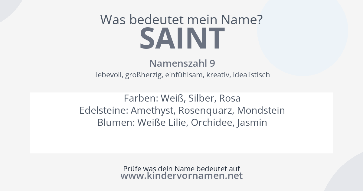 Was bedeutet der Name Saint?
