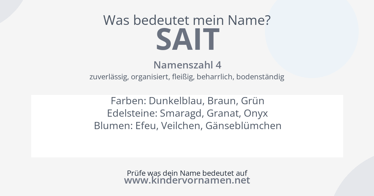 Was bedeutet der Name Sait?