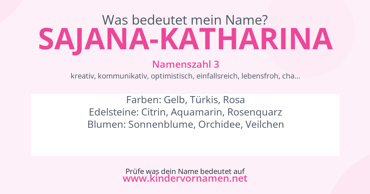 Was bedeutet der Name Sajana-Katharina?