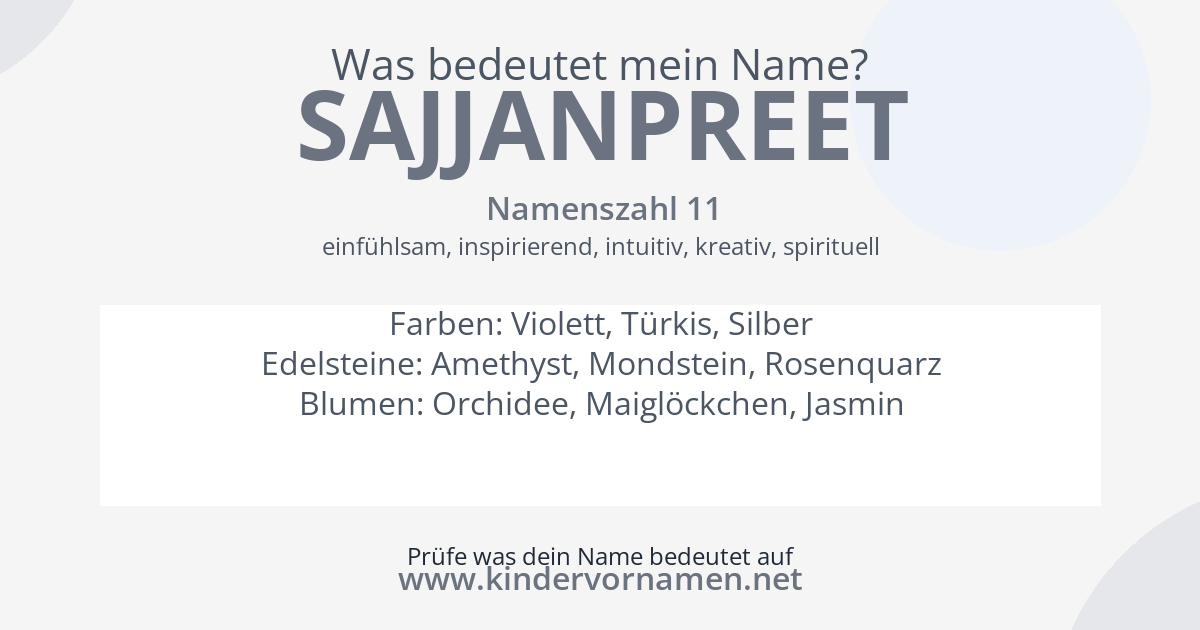 Was bedeutet der Name Sajjanpreet?