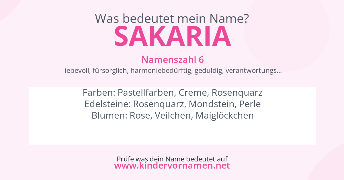 Was bedeutet der Name Sakaria?