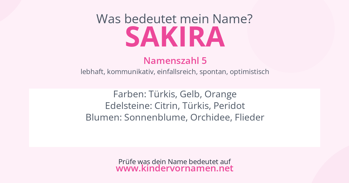 Was bedeutet der Name Sakira?