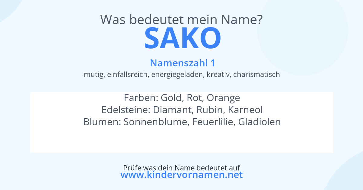 Was bedeutet der Name Sako?