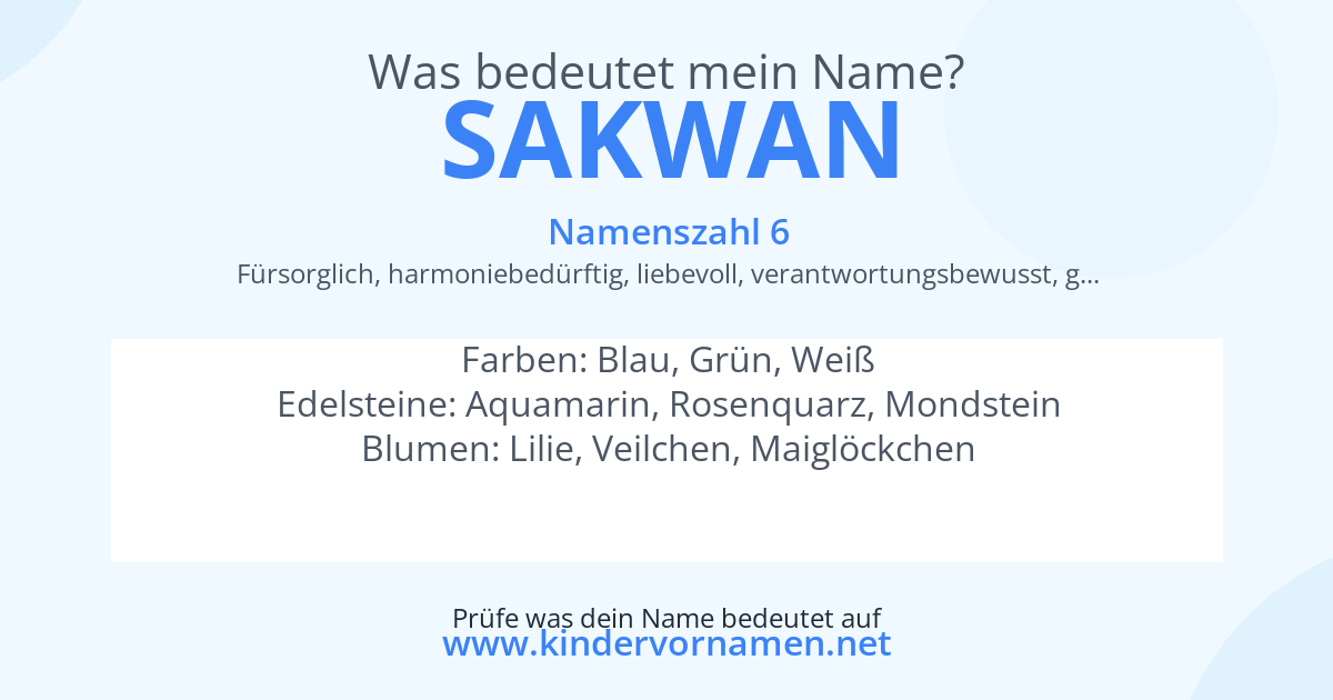 Was bedeutet der Name Sakwan?