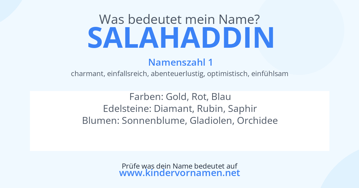 Was bedeutet der Name Salahaddin?
